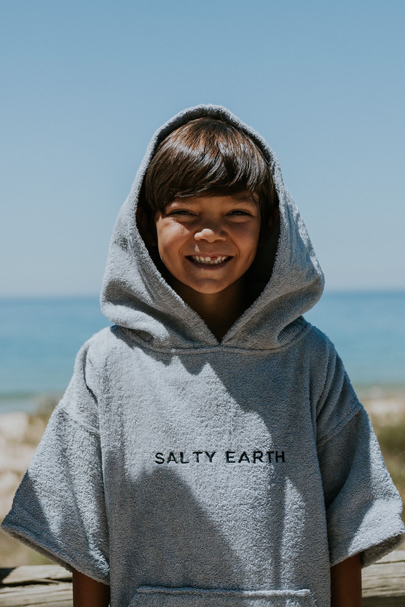 Salty Earth Towel Robe - Kids Grey